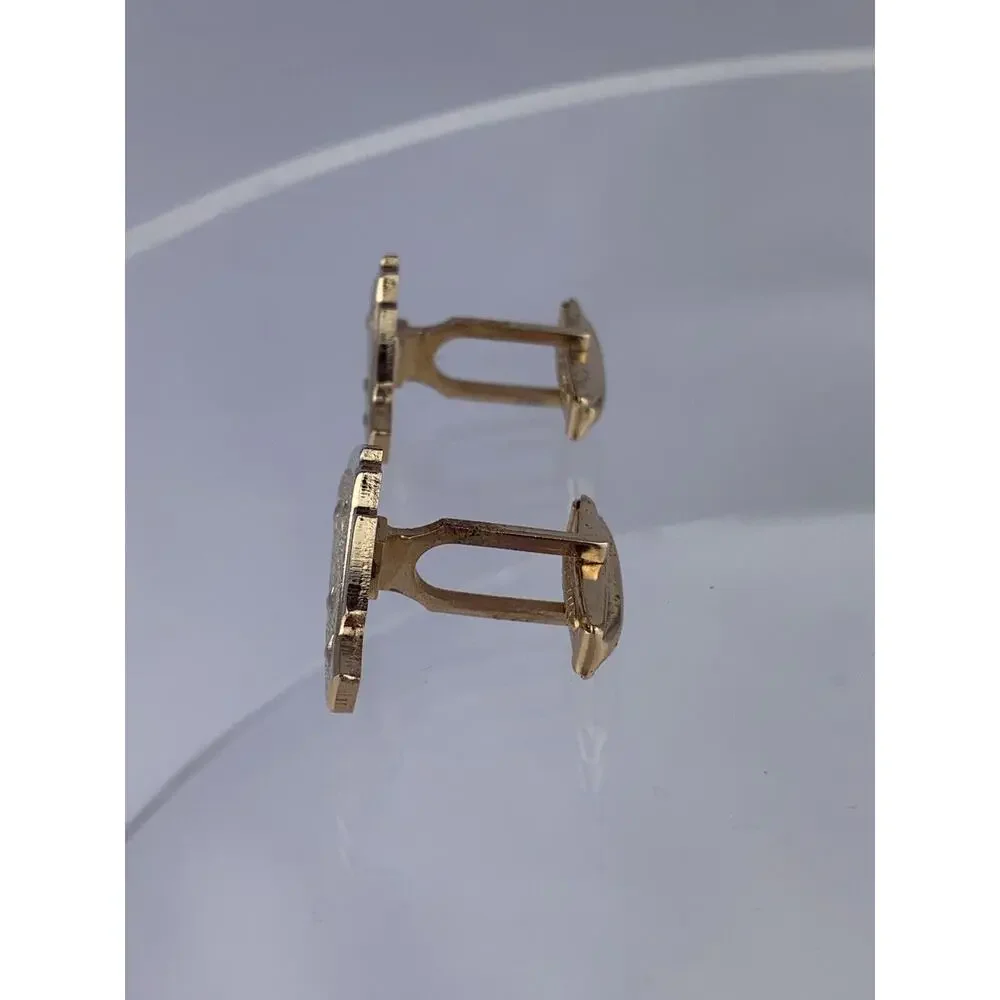 Atomic Star Gold Tone Cufflinks Tie Clip Bar Mid Century Modern Shape Vintage
